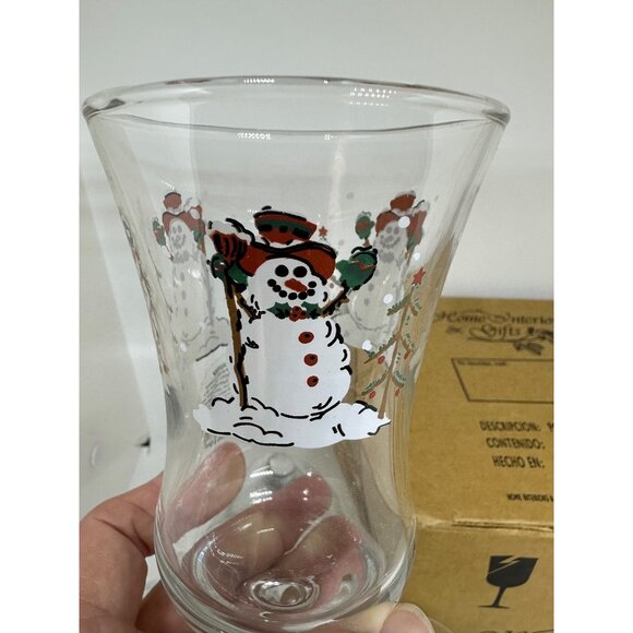 VTG HOMCO Snowman Votive Candle Cups Set of 4 Peg Glass Christmas Decor Retro - Picture 2 of 8